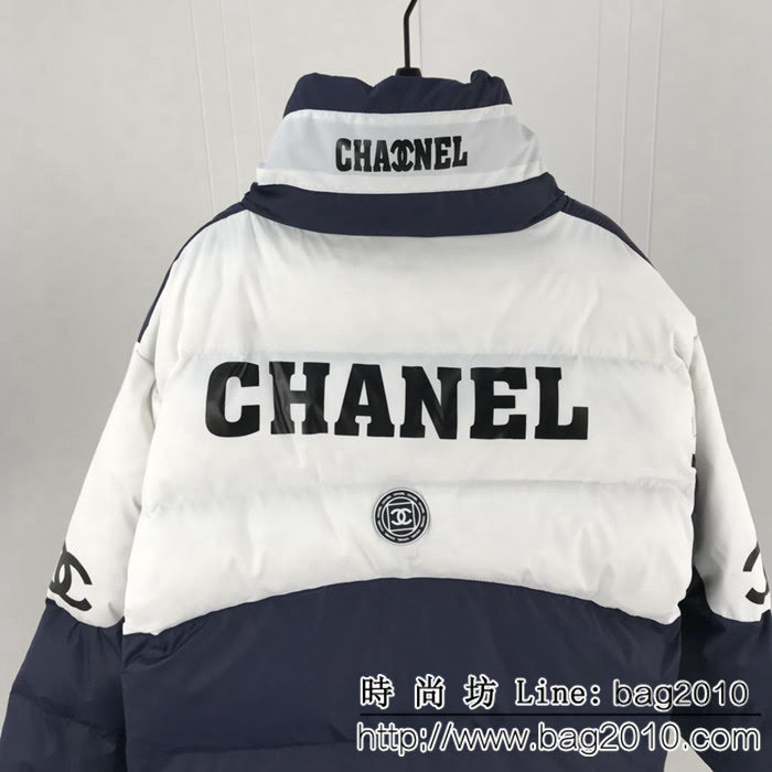 CHANEL香奈兒 vintage中古系列 18ss秋冬新款 背後品牌字母印花 拼色棉服 情侶款 ydi1523